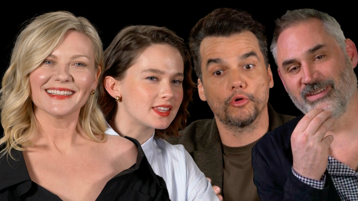  Kirsten Dunst, Cailee Spaeny, Wagner Moura and Alex Garland interview for "Civil War.". 