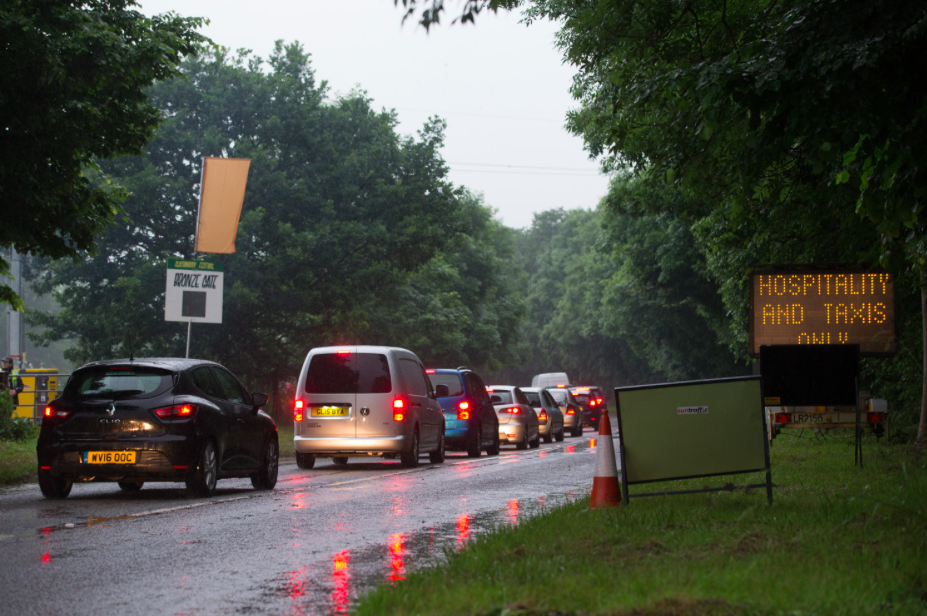 Some festival goers were stuck in a 21 hour queue after a crash closed a key road to the site. (SWNS)