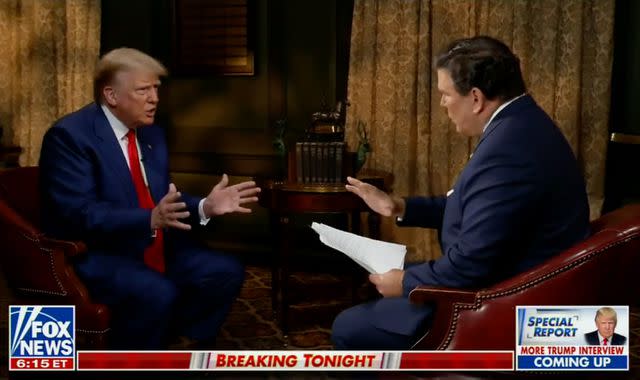 <p>Fox News</p> Bret Baier interviews Donald Trump in June 2023. Trump later called Baier's questions "nasty"