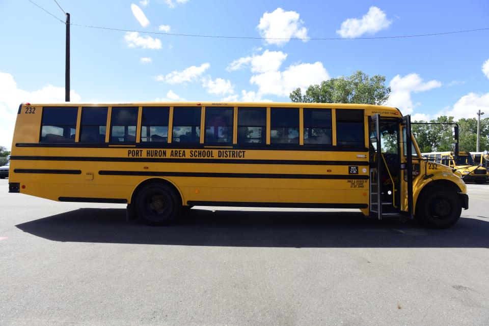 A Port Huron Area School District school bus parked at the Port Huron Area School District Bus Depot on Thursday, August 11, 2022. Nationwide, schools are experiencing a bus driver shortage. In St. Clair and Sanilac counties, the issue is a mixed bag. Some districts are fine while others are needing coverage.