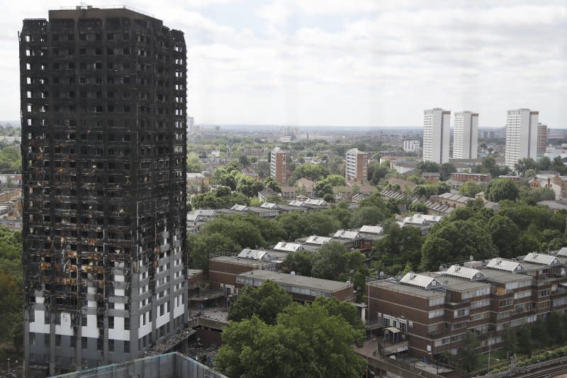 2017年6月14日，英國首都倫敦格倫費爾大樓（Grenfell Tower）發生大火，造成慘重死傷（AP）