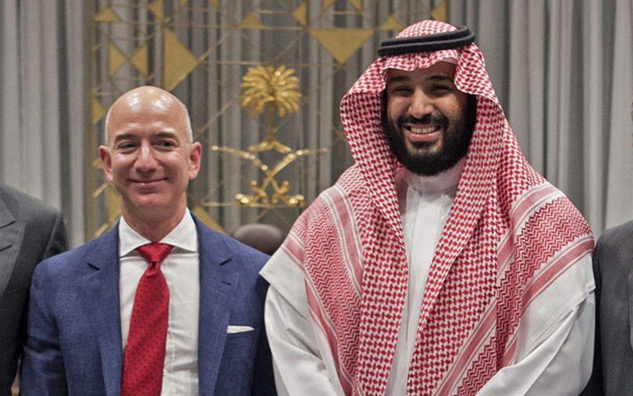Jeff Bezos and Mohammed Bin Salman's relationship was demonstrably more cordial in the early days - AFP