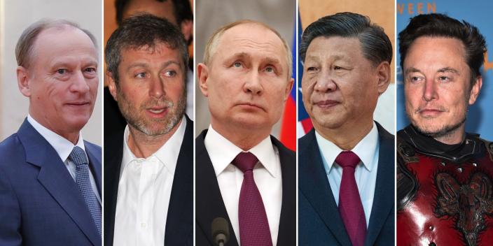 Nikolai Patrushev; Roman Abramovich; Vladimir Putin; Xi Jinping; Elon Musk