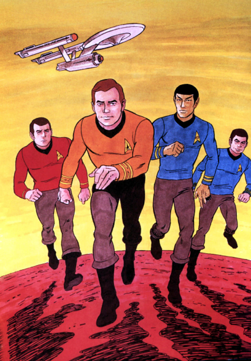 <p>The short-lived (but much-loved) cartoon series sought to preserve the look of the live action show, right down to the sweater-and-pants combo. In this picture, at least, Kirk went for a more orange hue in his choice of shirts.<br><br>(Photo: Paramount/Courtesy Everett Collection) </p>