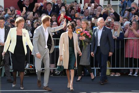 Britain's Prince Harry, and Meghan, Duchess of Sussex arrive for a visit to Edes House, in Chichester, Britain October 3, 2018. Daniel Leal-Olivas/pool via Reuters