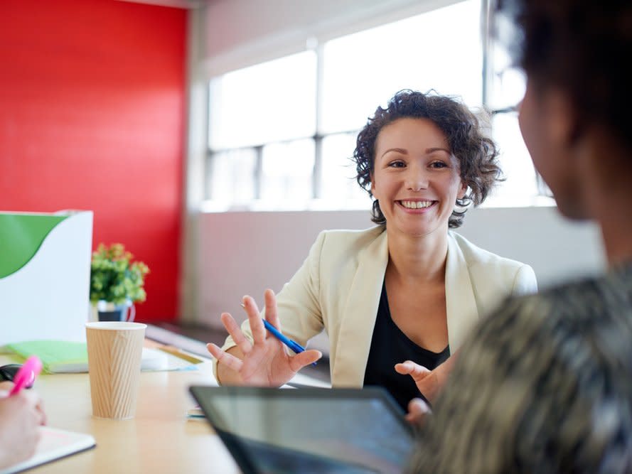 woman work interview happy boss