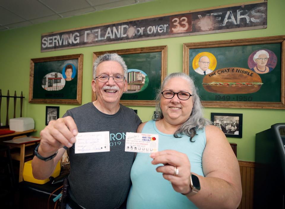 DeLand residents Steve and Debbie Jones are holding onto their punch cards as keepsakes from Hunter's Restaurant where the couple ate breakfast every Sunday. Hunter's, the city's oldest eatery, closes Sunday, May 26.