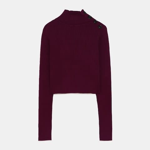 Zara Cropped Buttoned Sweater - Credit: Zara