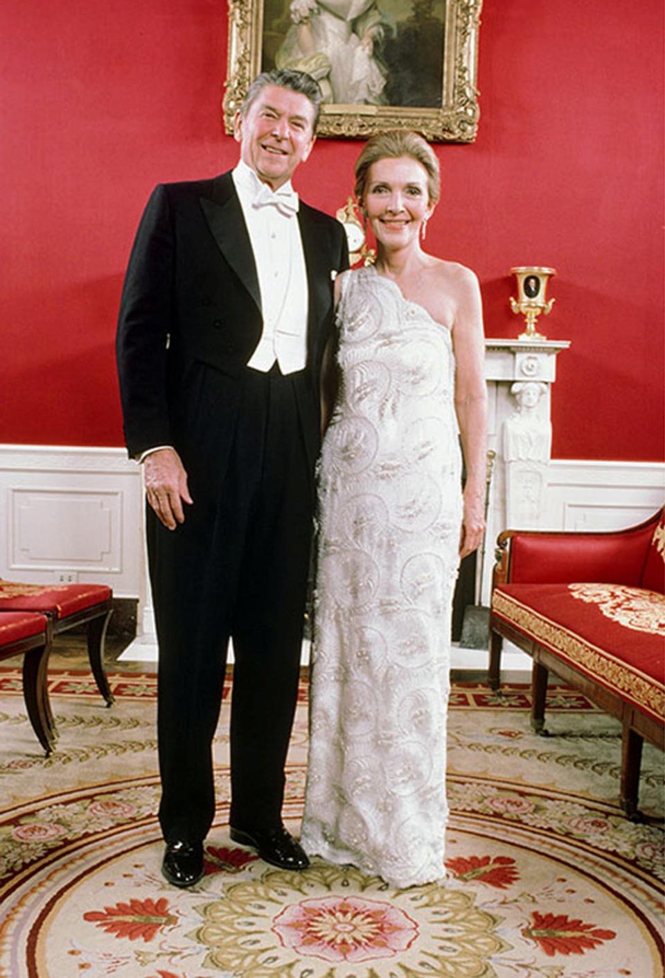 Ronald Reagan and Nancy Reagan at the 1981 inauguration wearing formalwear