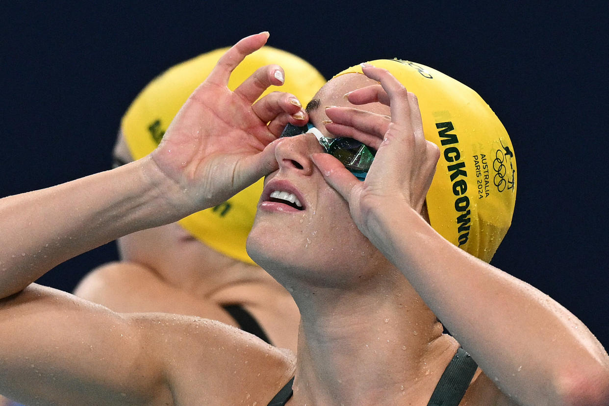 Australia's Kaylee McKeown looks on during a women's 100m backstroke event at the Paris Olympics. (Oli SCARFF/Getty Images)