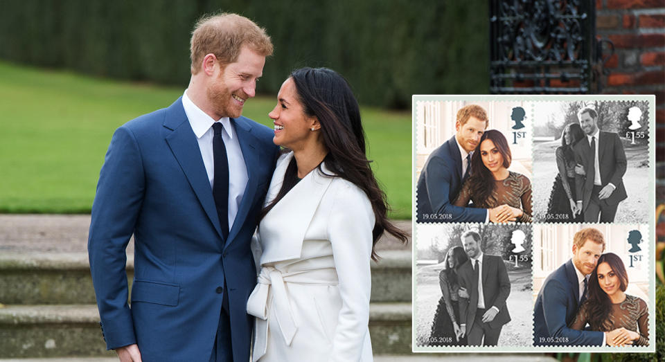 The Royal Mail has launched a set of commemorative stamps to mark Prince Harry and Meghan Markle’s royal wedding [Photo: Getty]