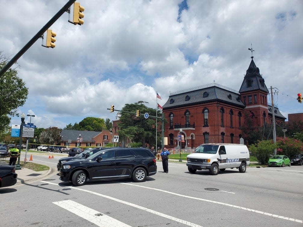 Two people were shot outside of the Craven County Courthouse Tuesday morning.