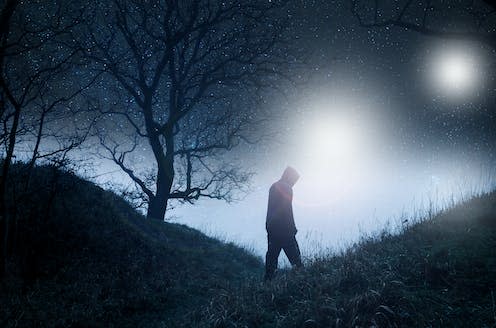   <span class="attribution"><a class="link " href="https://www.shutterstock.com/image-photo/science-fiction-concept-spooky-hooded-figure-1384051946" rel="nofollow noopener" target="_blank" data-ylk="slk:Raggedstone / Shutterstock;elm:context_link;itc:0;sec:content-canvas">Raggedstone / Shutterstock</a></span>