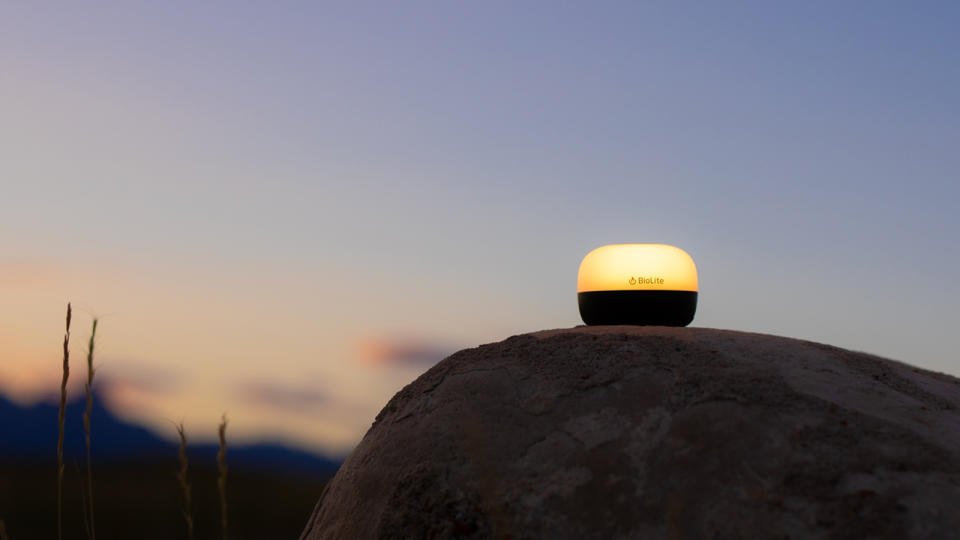 BioLite AlpenGlow Mini Lantern in use in a camping setting