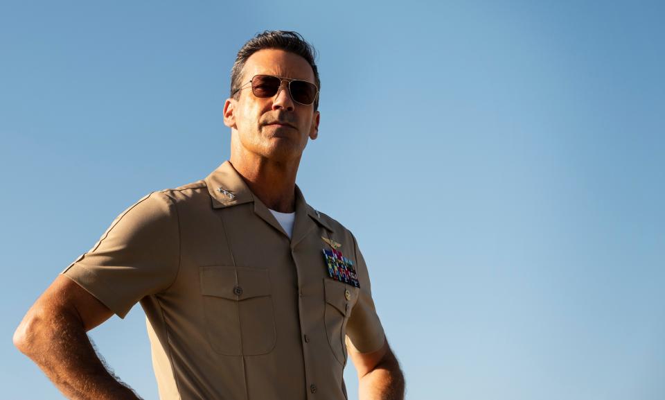 Jon Hamm plays Vice Admiral Beau (Cyclone) Simpson in "Top Gun: Maverick."