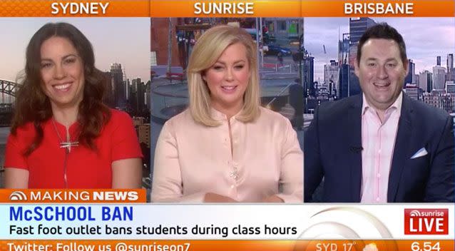 The Sunrise Hot Topics panel disagreed whether McDonald's should get involved. Source: Sunrise