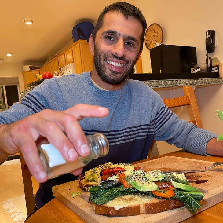 <span class="article__caption">Billimoria with his avocado toast</span> (Photo: Courtesy Zahan Billomoria)