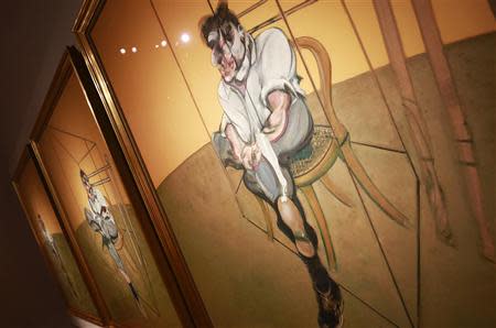 Artist Francis Bacon's 'Three Studies of Lucian Freud' is seen during a press preview at Christie's Auction House in New York, October 31, 2013. REUTERS/Shannon Stapleton