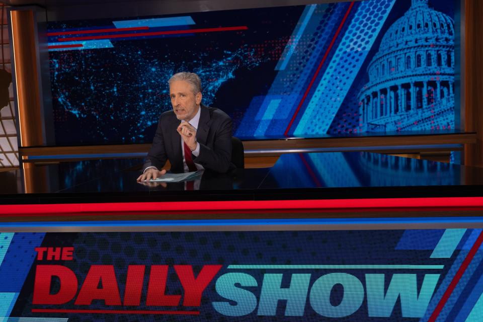 Jon Stewart on the set of Comedy Central's "The Daily Show."