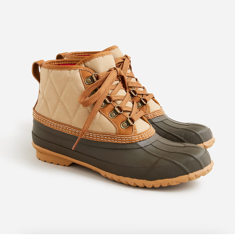 <p><a href="https://go.redirectingat.com?id=74968X1596630&url=https%3A%2F%2Fwww.jcrew.com%2Fp%2Fmens%2Fcategories%2Fshoes%2Fboots%2Fheritage-duck-boots-in-quilted-nylon%2FBU630%3Fdisplay%3Dsale%26fit%3DClassic%26isFromSale%3Dtrue%26color_name%3Dkhaki-loden-multi%26colorProductCode%3DBU630&sref=https%3A%2F%2Fwww.menshealth.com%2Fstyle%2Fa60639955%2Fjcrew-april-sale-2024%2F" rel="nofollow noopener" target="_blank" data-ylk="slk:Shop Now;elm:context_link;itc:0;sec:content-canvas" class="link rapid-noclick-resp">Shop Now</a></p><p>Heritage Duck Boots</p><p>$109.99</p>