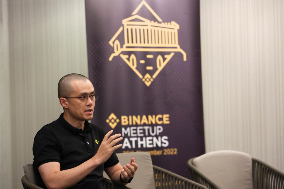 Zhao Changpeng, founder and chief executive officer of Binance speaks during an event in Athens, Greece, November 25, 2022. REUTERS/Costas Baltas