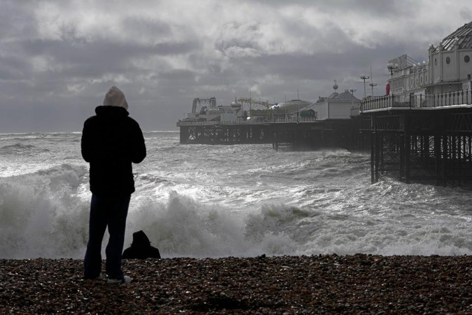 Stormy weather on the south coast prevented rides from operating at Brighton Palace Pier (AP)