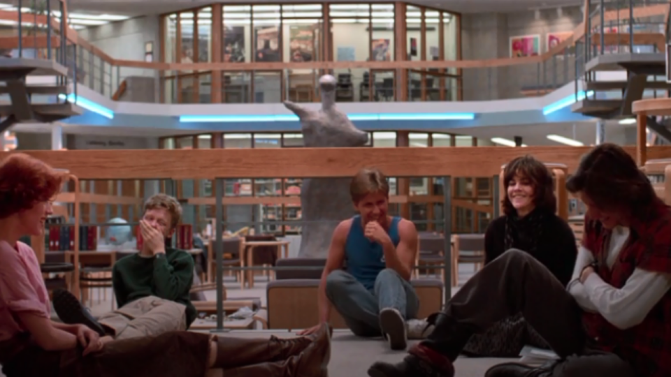 Molly Ringwald, Anthony Michael Hall, Emilio Estevez, Ally Sheedy, and Judd Nelson in The Breakfast Club