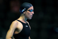 OMAHA, NE - JUNE 26: Janet Evans looks on prior to swimming in preliminary heat 6 of the Women's 400 m Freestyle during Day Two of the 2012 U.S. Olympic Swimming Team Trials at CenturyLink Center on June 26, 2012 in Omaha, Nebraska. (Photo by Al Bello/Getty Images)