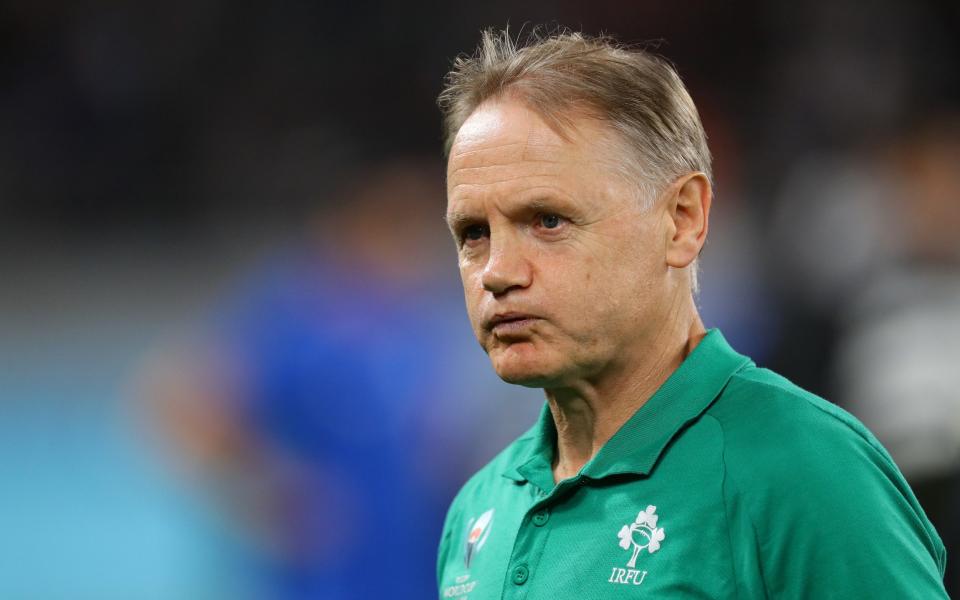 Joe Schmidt, head coach of Ireland, reacts to defeat after the Rugby World Cup 2019 Quarter Final match between New Zealand and Ireland at the Tokyo Stadium on October 19, 2019 in Chofu, Tokyo, Japan