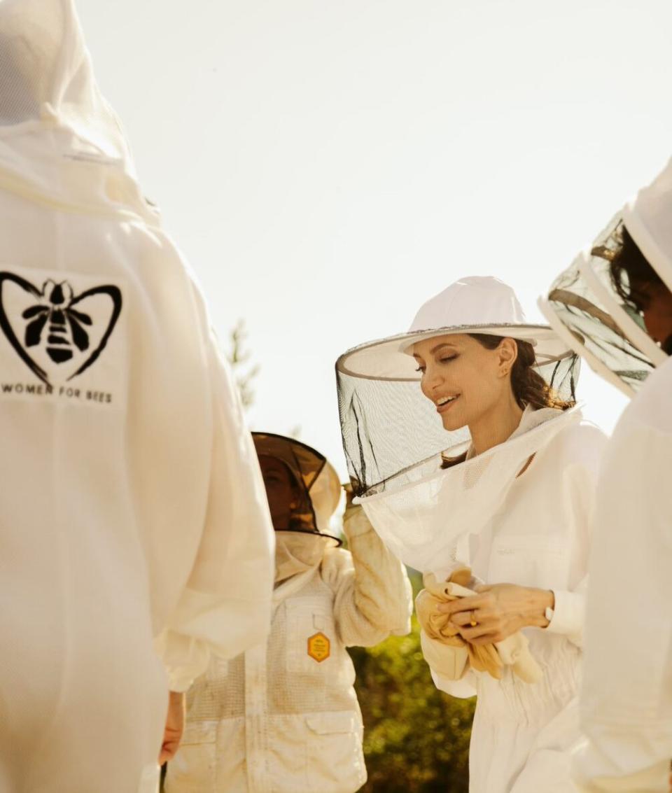 Angelina Jolie with the female beekeepers of the 2021 Women for Bees graduating class