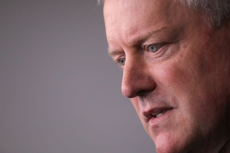 White House Chief of Staff Mark Meadows speaks to reporters at the White House in Washington