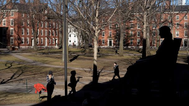 PHOTO: A statue of John Harvard looks over Harvard Yard at Harvard University in Cambridge, Mass., Jan. 20, 2015. (Brian Snyder/Reuters, FILE)