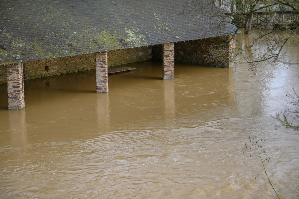 The Erdre River in Riaille, France, flooded on Saturday. (Getty)