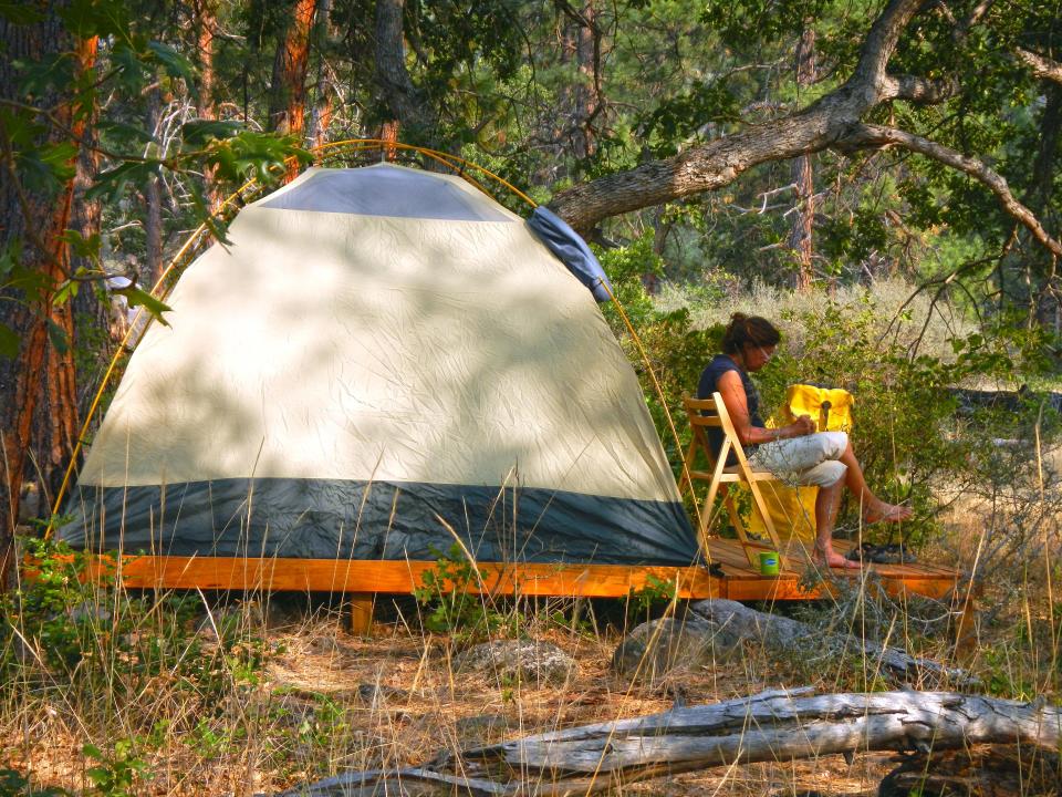 Camping during a rafting trip.