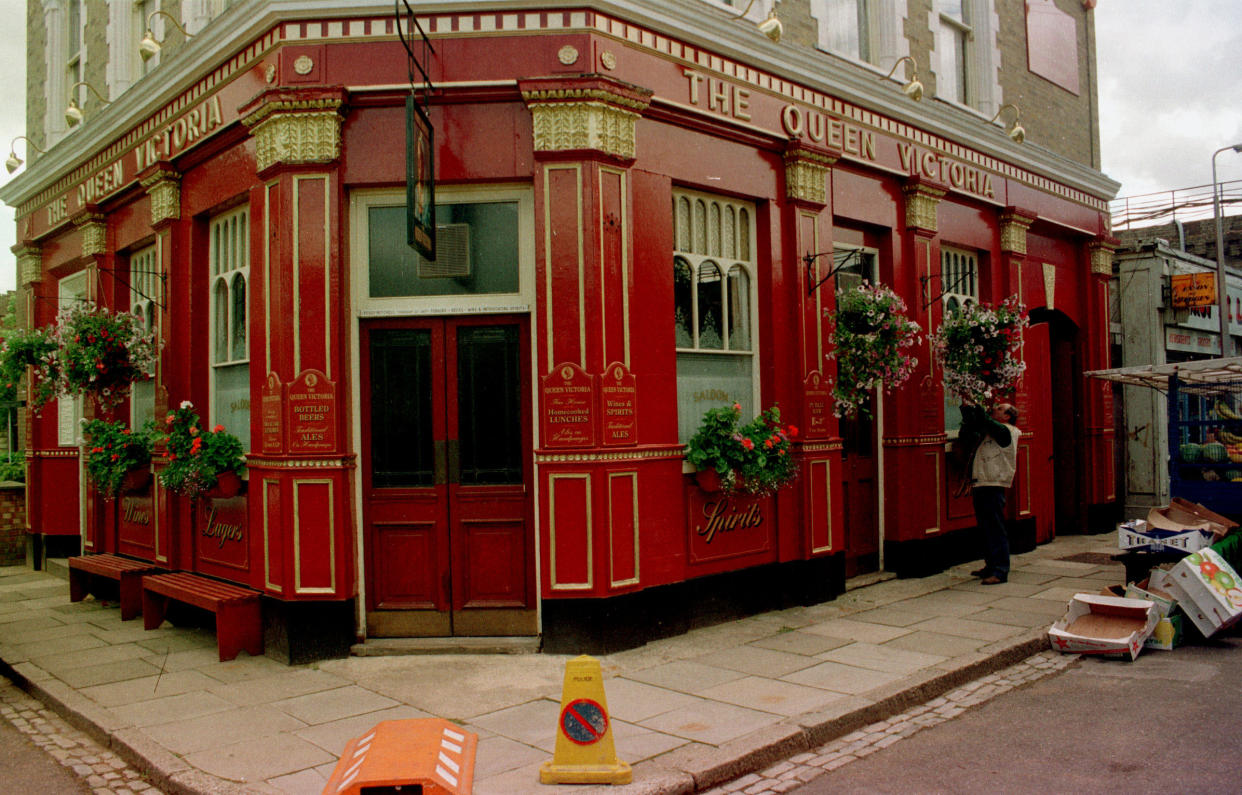 THE QUEEN VICTORIA PUBLIC HOUSE - MORE USUALLY KNOWN AS THE QUEEN VIC, ON THE EASTENDERS SET AT BBC ELSTREE.   (Photo by Ben Curtis - PA Images/PA Images via Getty Images)