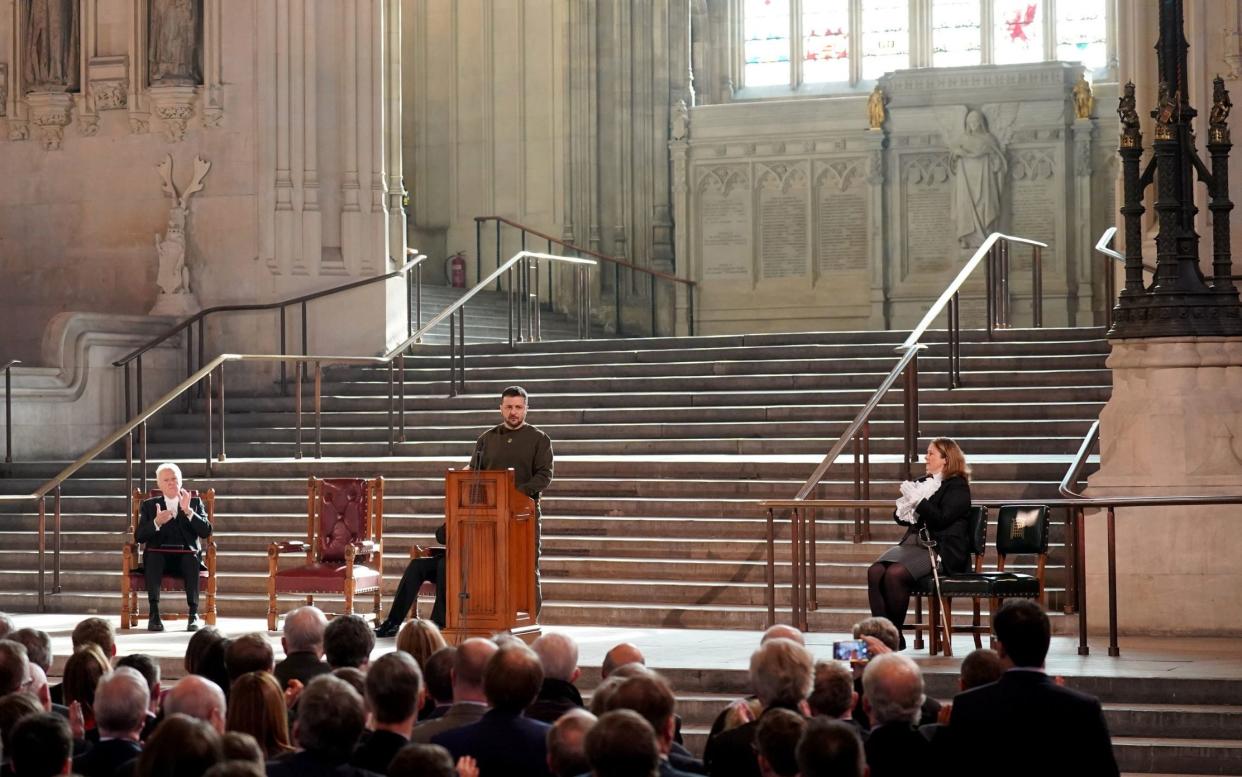 Volodymyr Zelensky addresses parliamentarians in Westminster Hall, London - Stefan Rousseau