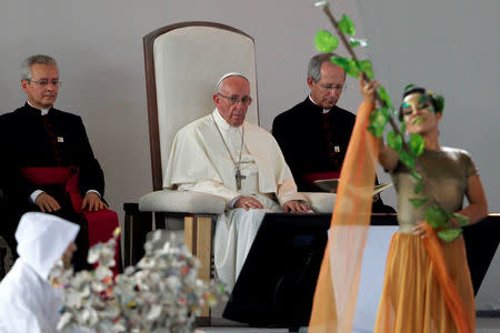 Pope Francis attends National Reconciliation Encounter at 'Las Malocas' Park in Villavicencio, Colombia, September 8, 2017. REUTERS/Federico Rios
