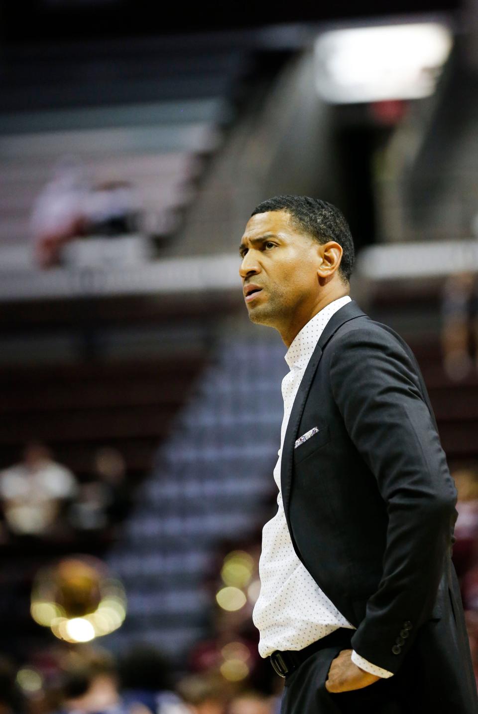 Missouri State Bears Head Coach Dana Ford as the Bears took on the Oral Roberts Golden Eagles at Great Southern Bank Arena on, Monday, Nov. 13, 2023.