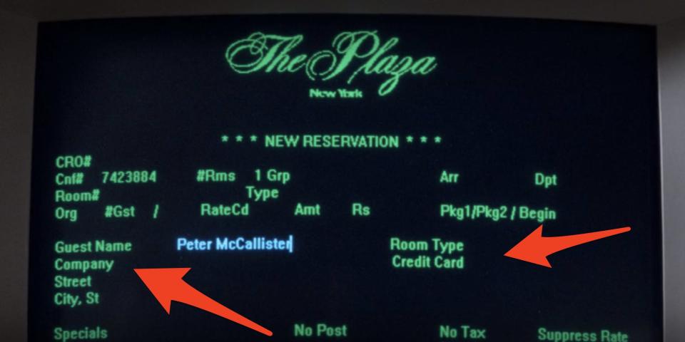 old reservation computer screen at the plaza hotel in home alone 2