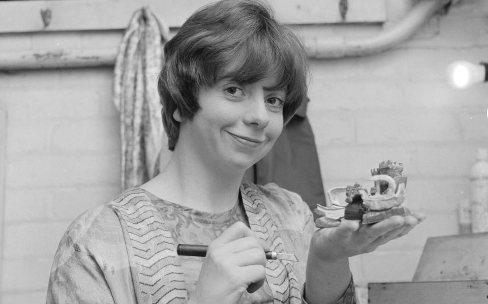 Denise Coffey in 1967, backstage on Do Not Adjust Your Set - Popperfoto via Getty Images