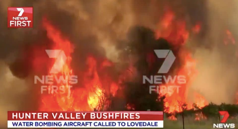 Water bombers have been called in to help tackle the fire. Source: 7 News