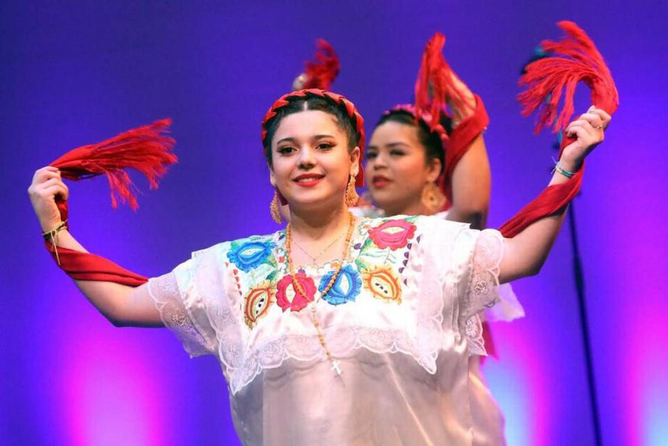 Ballet Folklórico Los Falcones perform dances from Yucatán during its Joyas de México celebration of its 25th anniversary at the Gallo Center for the Arts on March 9, 2023.