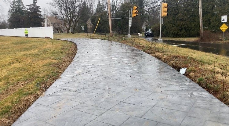 A view of a massive stamped concrete driveway at the Middletown home of Curtis G. Smith who constructed it last year without permits. Middletown will demolish and remove it, officials said.