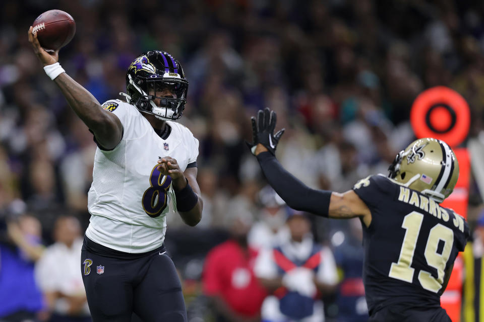 Lamar Jackson had a productive game and the Baltimore Ravens got a decisive win over the New Orleans Saints. (Photo by Jonathan Bachman/Getty Images)