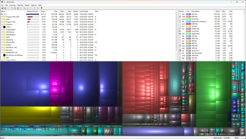 WinDirStat screenshot showing hard drive space with a colorful GUI