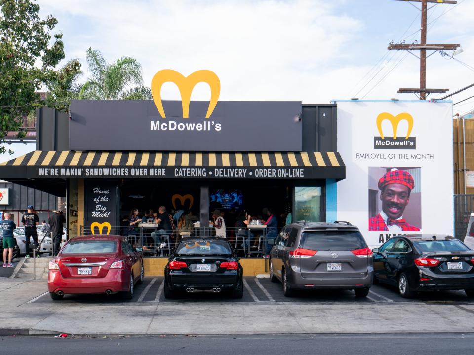 General views of the 'McDowell's' pop-up restaurant, paying homage to the 1988 film, 'Coming to America' in Hollywood.