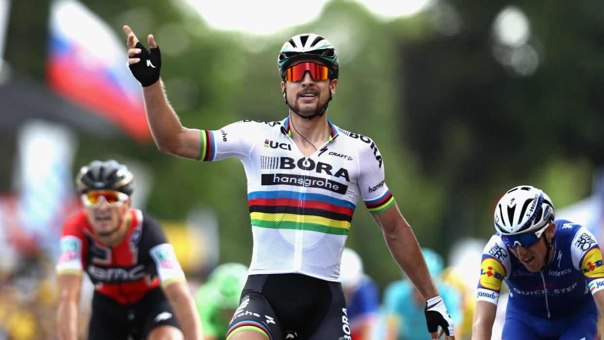 Peter Sagan, máximo favorito para coronarse triple campeón mundial de ciclismo en ruta profesional, en Bergen, Noruega.