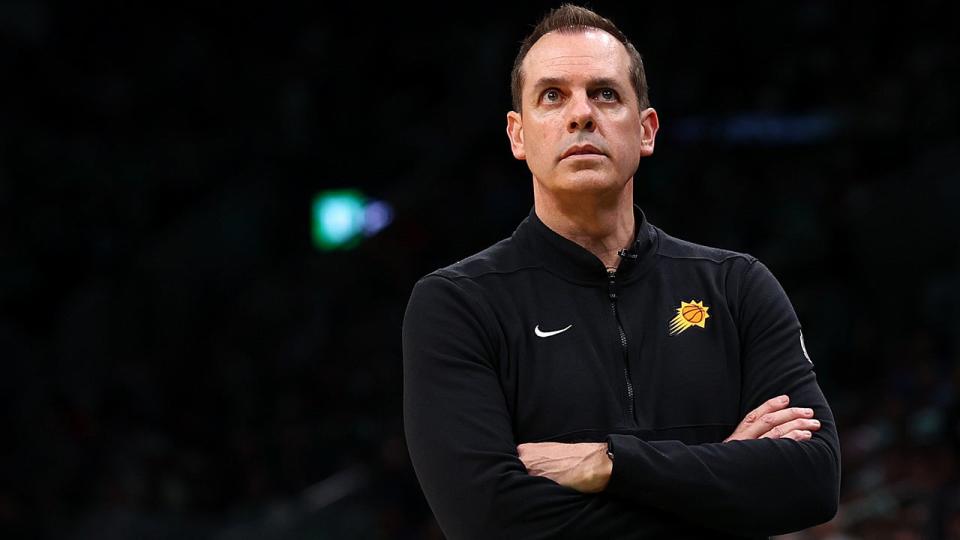 <div>BOSTON, MASSACHUSETTS - MARCH 14: Phoenix Suns head coach Frank Vogel looks on during the second quarter against the <a class="link " href="https://sports.yahoo.com/nba/teams/boston/" data-i13n="sec:content-canvas;subsec:anchor_text;elm:context_link" data-ylk="slk:Boston Celtics;sec:content-canvas;subsec:anchor_text;elm:context_link;itc:0">Boston Celtics</a> at TD Garden on March 14, 2024, in Boston, Massachusetts.</div>