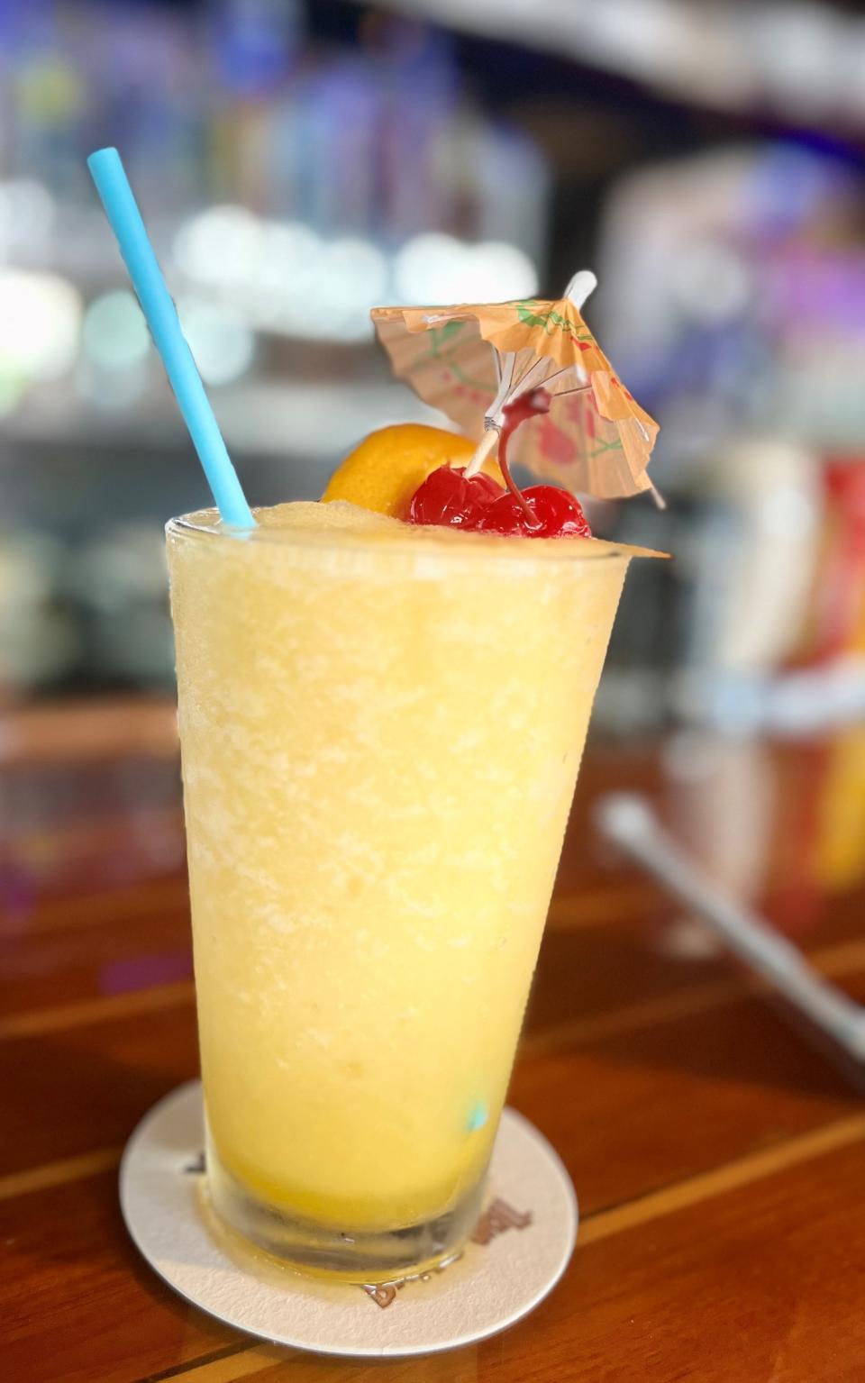 Yucatan Beach Stand on Fort Myers Beach offers this Frozen Spiced Mango Meltdown.