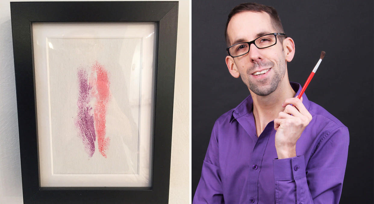 Davide creates his unique art from vagina prints. [Photo: SWNS]